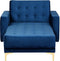 ABERDEEN - Chaise longue - Blauw - Symmetrisch - Fluweel