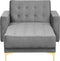 ABERDEEN - Chaise longue - Grijs - Symmetrisch - Fluweel