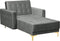 ABERDEEN - Chaise longue - Grijs - Symmetrisch - Fluweel