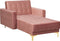 ABERDEEN - Chaise longue - Roze - Symmetrisch - Fluweel