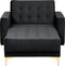 ABERDEEN - Chaise longue - Zwart - Fluweel