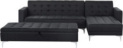 ABERDEEN - Hoekbank 4-zits ottomaan - Grafietgrijs - Links - Polyester
