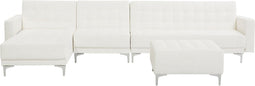 ABERDEEN - Hoekslaapbank met ottomaan - Wit - Rechts - Kunstleer