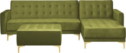 ABERDEEN - Hoekslaapbank ottomaan - Groen - Links - 267 cm - Fluweel