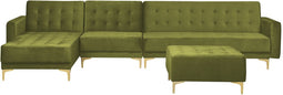 ABERDEEN - Hoekslaapbank ottomaan - Groen - Rechts - 347 cm - Fluweel