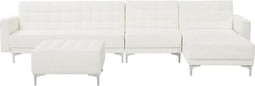ABERDEEN - Hoekslaapbank ottomaan - Wit - Links - 347 cm - Kunstleer