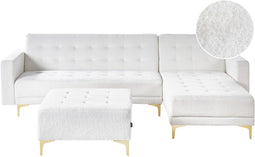 ABERDEEN - Hoekslaapbank ottomaan - Wit - Linkszijdig - Bouclé