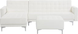 ABERDEEN - Hoekslaapbank ottomaan - Wit - Rechts - 267 cm - Kunstleer