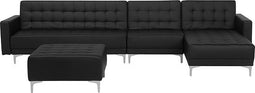 ABERDEEN - Hoekslaapbank - Zwart - Linkerzijde - 347 cm - Kunstleer