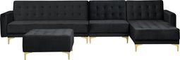ABERDEEN - Slaapbank met ottomaan - Zwart - Linkerzijde - Fluweel