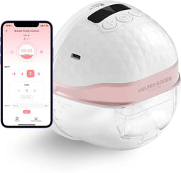Vulpes Goods® BabyCare - Elektrische Draadloze Borstkolf PRO V2 - Handsfree APP bediening - BPA-Vrij - Kleur Premium White & Rosé Gold