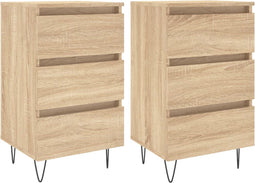 vidaXL - Nachtkastjes - 2 - st - 40x35x69 - cm - bewerkt - hout - sonoma - eikenkleurig