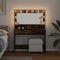 vidaXL - Makeuptafel - met - LED-verlichting - in - gerookt - eiken - - - 100x41x135 - cm