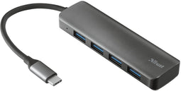 Trust 23328 - USB-C naar USB-A Hub - 4 poorten 5 Gbps - Grijs
