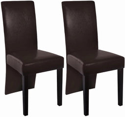 vidaXL - Eetkamerstoelen - 2 - st - kunstleer - donkerbruin