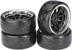 Absima 1:10 Straatmodel Complete wielen Drifter A 9-spaaks Zwart-chroom 4 stuk(s)