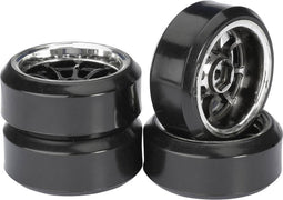 Absima 1:10 Straatmodel Complete wielen Drifter C 9-spaaks Zwart-chroom 4 stuk(s)