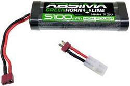 Absima NiMH accupack 7.2 V 5100 mAh Aantal cellen: 6 Hardcase T-bussen, Tamiya-bus