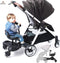 Abundancia® - Meerijdplankje Deluxe Kinderwagen/Buggy - Universeel - Met tassenhaakje - Incl. kinderzitje met handvat - Verstelbaar - Zwart