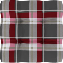 vidaXL - Palletkussen - 50x50x12 - cm - stof - ruitpatroon - rood