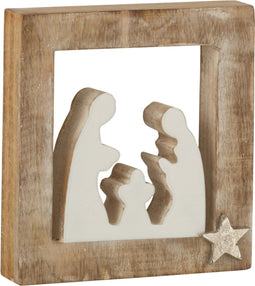 J-Line decoratie Kerststal Simple Mango - hout - wit - large