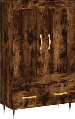 vidaXL - Hoge - kast - 69,5x31x115 - cm - bewerkt - hout - gerookt - eikenkleurig