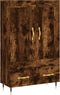 vidaXL - Hoge - kast - 69,5x31x115 - cm - bewerkt - hout - gerookt - eikenkleurig