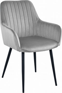 SOLDEN Stoel - Zilvergrijs Velvet, Metalen Poten, Stijlvol Ontwerp en Optimaal Zitcomfort voor Woonkamer, Slaapkamer, Eetkamer of Kantoor, Max. 120 kg