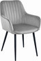SOLDEN Stoel - Zilvergrijs Velvet, Metalen Poten, Stijlvol Ontwerp en Optimaal Zitcomfort voor Woonkamer, Slaapkamer, Eetkamer of Kantoor, Max. 120 kg