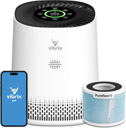 Vibrix PureFlow15 - Luchtreiniger - 6-in-1 met HEPA H13 Filter en Ionisator - Mat wit