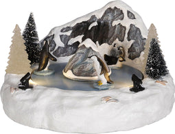 Luville - Penguin pond battery operated - h11xd20cm - Kersthuisjes & Kerstdorpen