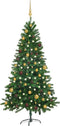 vidaXL - Kunstkerstboom - met - verlichting - en - kerstballen - 180 - cm - groen