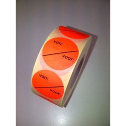 Klika - Etiket 35 mm fluor rood VAN VOOR perm - 20 stuks