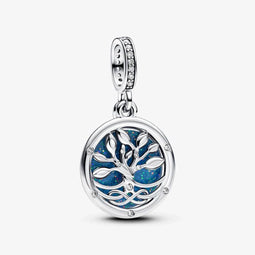Pandora Moments Dubbele hangende glow-in-the-dark bedel met stamboom en lemniscaat Dames Zilver 793599C01