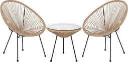 ACAPULCO - Bistroset voor 2 - Natuurlijk - PE rotan