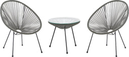 ACAPULCO II - Bistroset voor 2 - Grijs - PE rotan