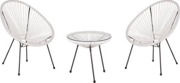 ACAPULCO II - Bistroset voor 2 - Wit - PE rotan