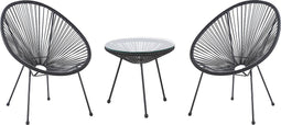 ACAPULCO II - Bistroset voor 2 - Zwart - PE rotan