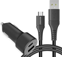 Accezz Autolader inclusief USB-A naar Micro-USB kabel 1 meter - Geschikt voor Alle toestellen met een Micro USB aansluiting - Car charger 20 Watt - Zwart