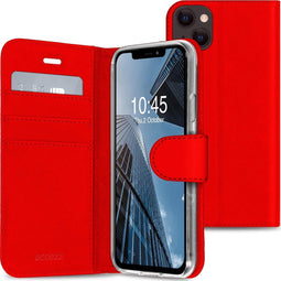 Accezz Hoesje Geschikt voor iPhone 13 Hoesje Met Pasjeshouder - Accezz Wallet Softcase Bookcase - Rood