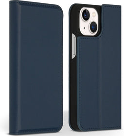 Accezz Hoesje Geschikt voor iPhone 13 Mini Hoesje Met Pasjeshouder - Accezz Premium Leather Slim Bookcase - Donkerblauw