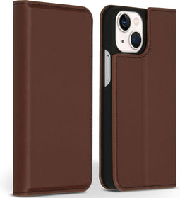 Accezz Hoesje Geschikt voor iPhone 13 Mini Hoesje Met Pasjeshouder - Accezz Premium Leather Slim Bookcase - Bruin