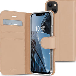 Accezz Hoesje Geschikt voor iPhone 13 Mini Hoesje Met Pasjeshouder - Accezz Wallet Softcase Bookcase - goud