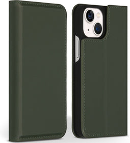 Accezz Hoesje Geschikt voor iPhone 13 Mini Hoesje Met Pasjeshouder - Accezz Premium Leather Slim Bookcase - Groen