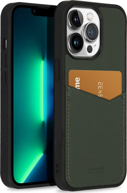 Accezz Hoesje Geschikt voor iPhone 13 Pro Hoesje Met Pasjeshouder - Accezz Premium Leather Card Slot Backcover - Groen
