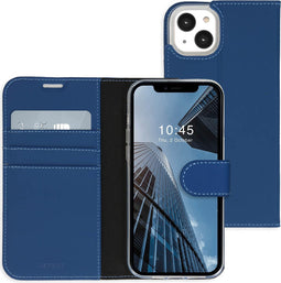 Accezz Hoesje Geschikt voor iPhone 14 Hoesje Met Pasjeshouder - Accezz Wallet Softcase Bookcase - Donkerblauw