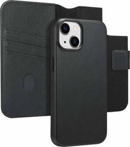 Accezz Hoesje Geschikt voor iPhone 14 Hoesje Met Pasjeshouder - Accezz Leather Bookcase 2-in-1 Geschikt voor MagSafe - zwart
