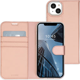 Accezz Hoesje Geschikt voor iPhone 14 Hoesje Met Pasjeshouder - Accezz Wallet Softcase Bookcase - Rosé Goud