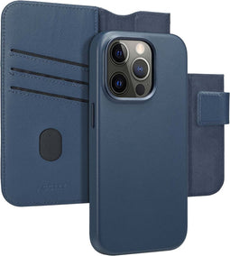 Accezz Hoesje Geschikt voor iPhone 14 Pro Hoesje Met Pasjeshouder - Accezz Leather Bookcase 2-in-1 Geschikt voor MagSafe - donkerblauw