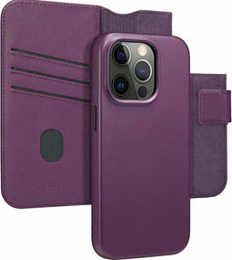 Accezz Hoesje Geschikt voor iPhone 14 Pro Hoesje Met Pasjeshouder - Accezz Leather Bookcase 2-in-1 Geschikt voor MagSafe - paars